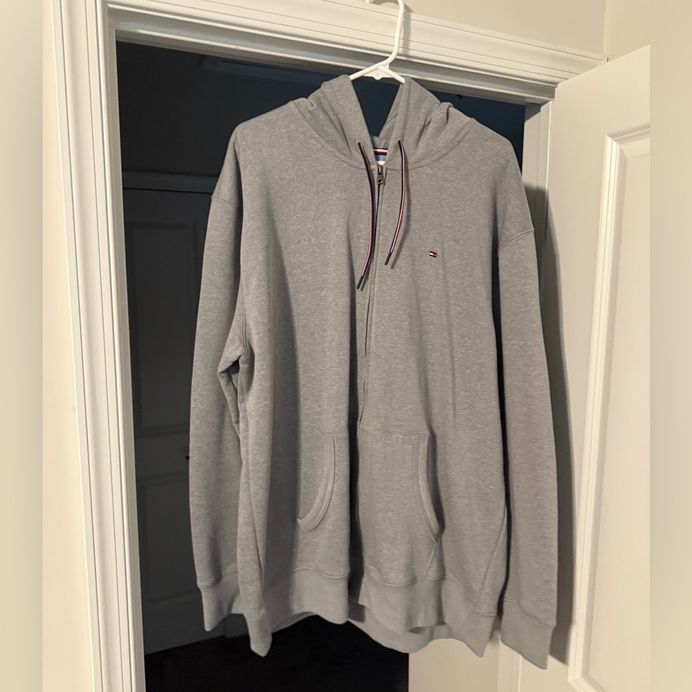 Tommy Hilfiger men's Gray Full-Zip hoodie. -Size XXXL (3XL)